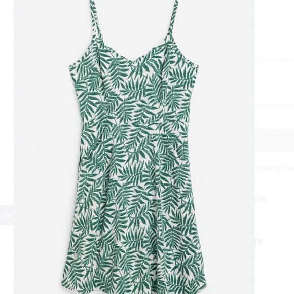Green White Tree Branch Beatriz Scallop Short Dress 41 Hawthorne Large - Picture 5 of 5